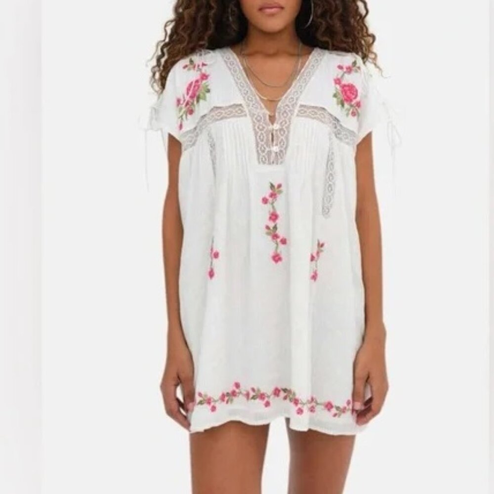 For Love And Lemons Jolene White Floral Mini Dress